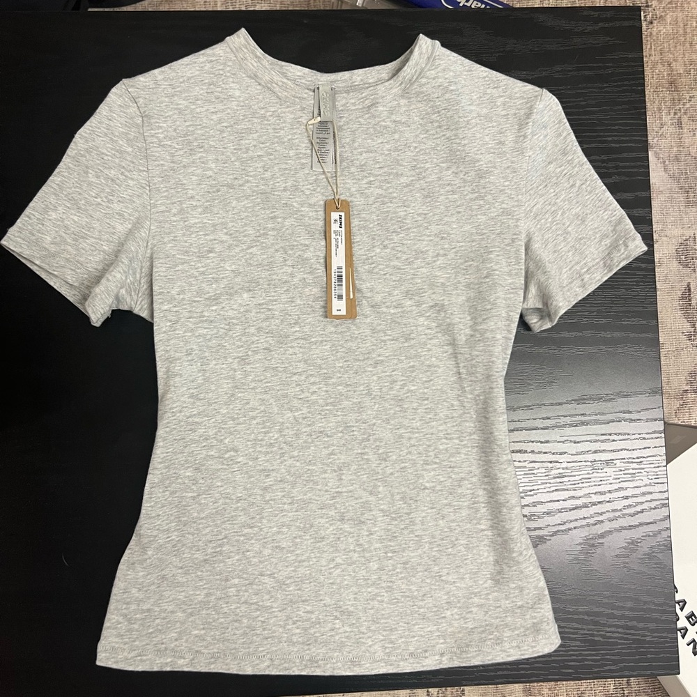 SKIMS Cotton Jersey Short Sleeve Light Heather Grey